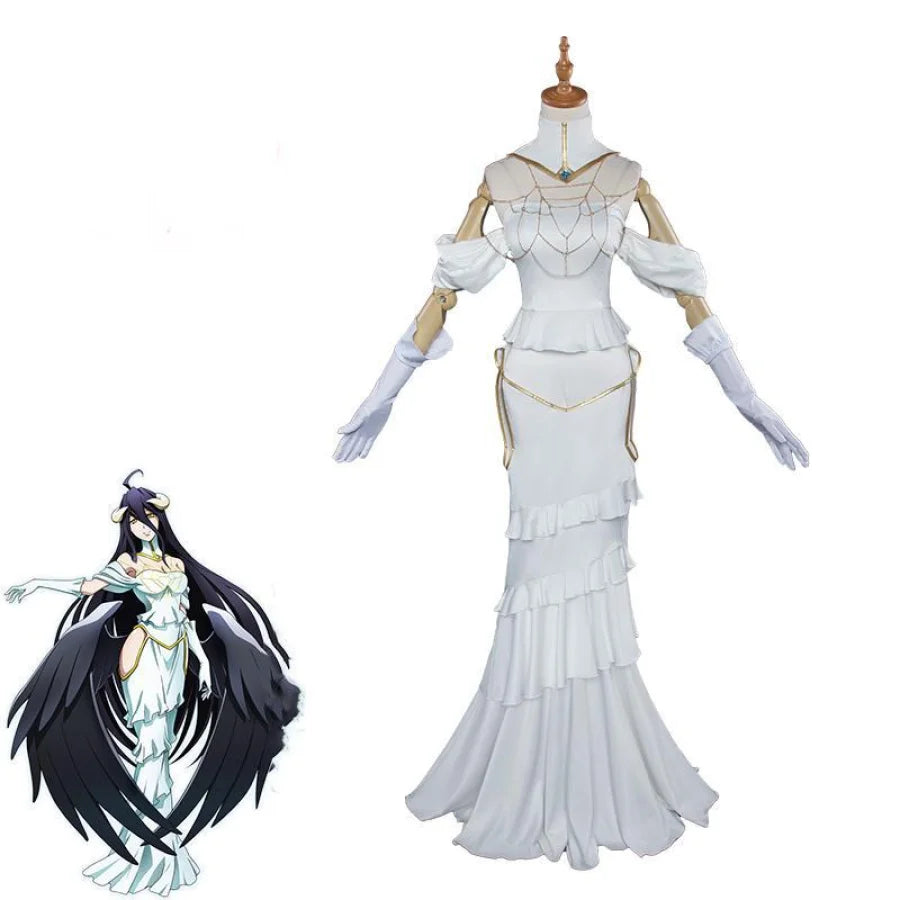 Pre-sale Albedo Overlord Cosplay Costume White Dress C00145