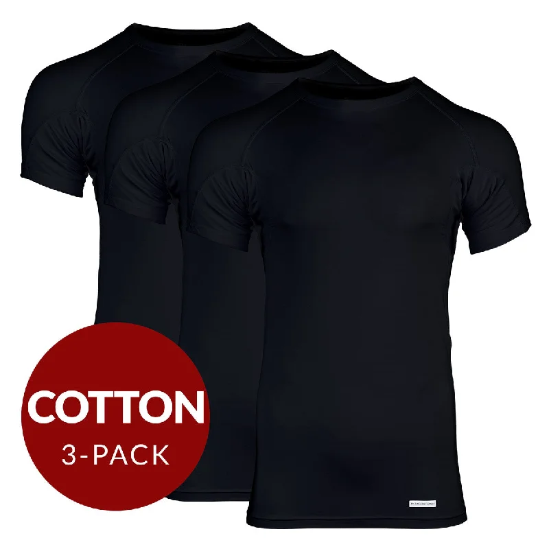 Special Price Crew Neck Cotton Sweat Proof Undershirt For Men - Black 3-Pack
