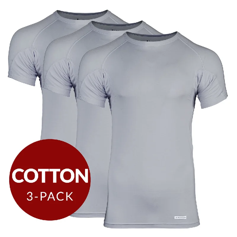 Special Discount Crew Neck Cotton Sweat Proof Undershirt For Men - Grey 3-Pack