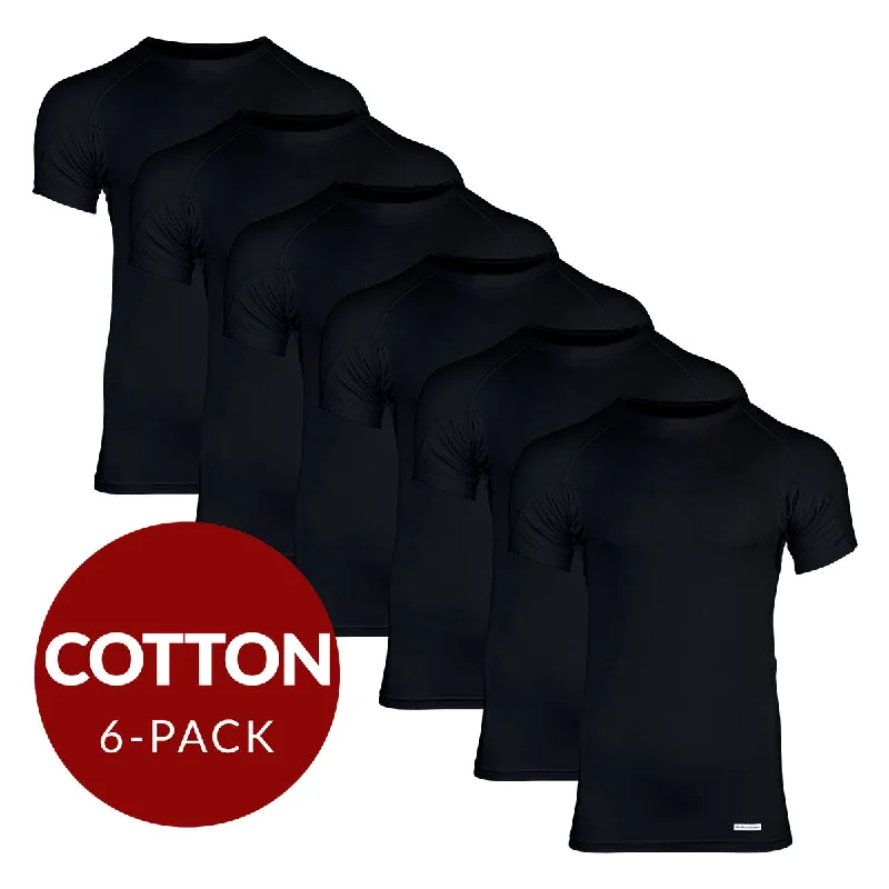 Reduced Price Crew Neck Cotton Sweat Proof Undershirt For Men - Black 6-Pack
