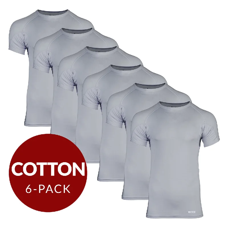 Quick Sale Crew Neck Cotton Sweat Proof Undershirt For Men - Grey 6-Pack