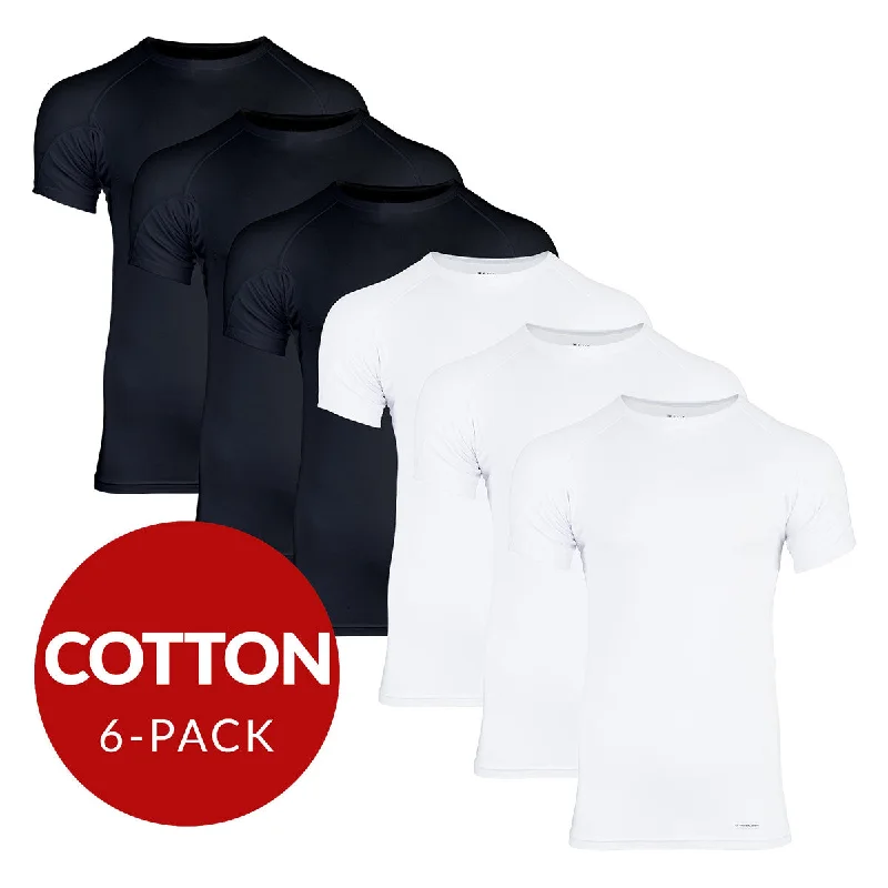 Now or Never Crew Neck Cotton Sweat Proof Undershirt For Men - Mix 6-Pack (3x White, Black)