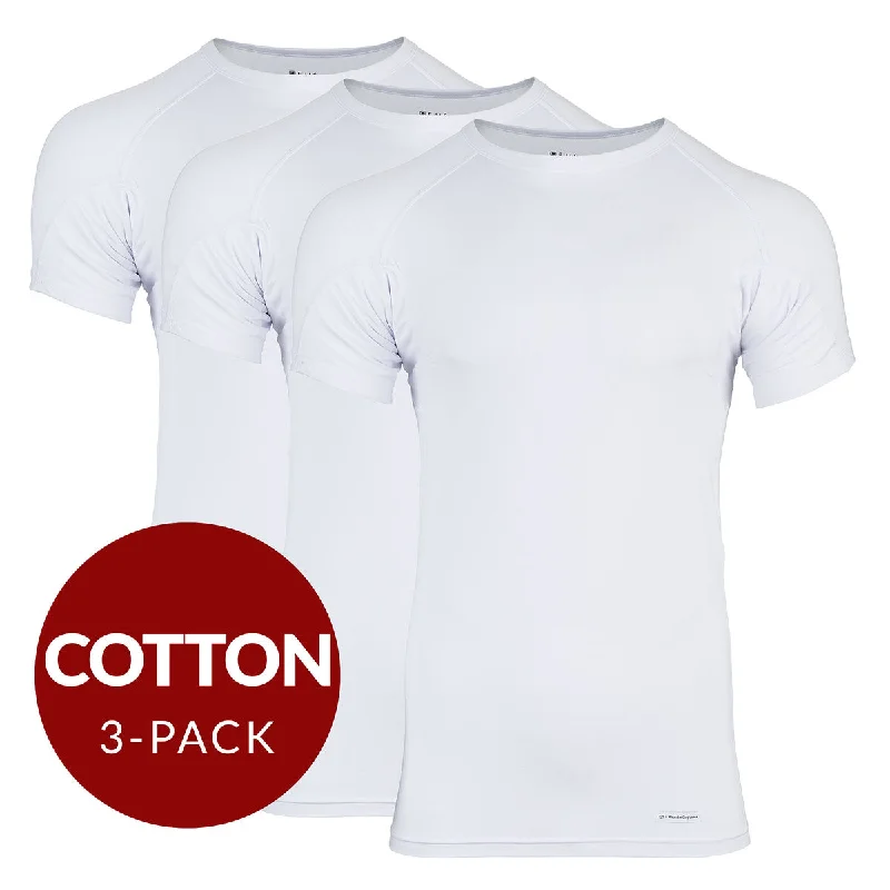 Steals and Deals Crew Neck Cotton Sweat Proof Undershirt For Men - White 3-Pack