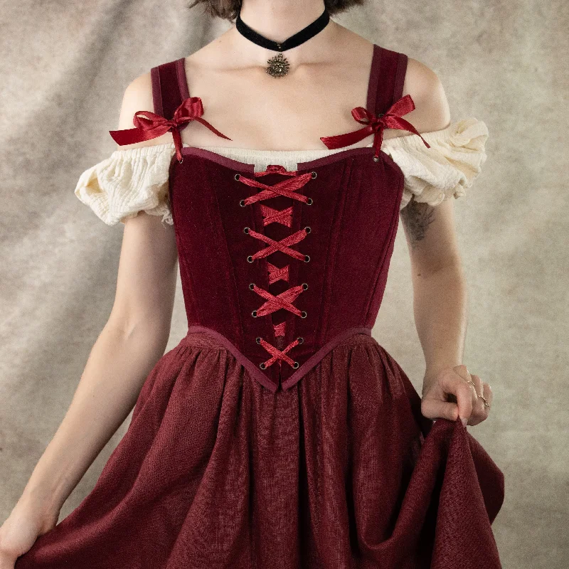 Deal Mania Dark Red Velvet Corset Top