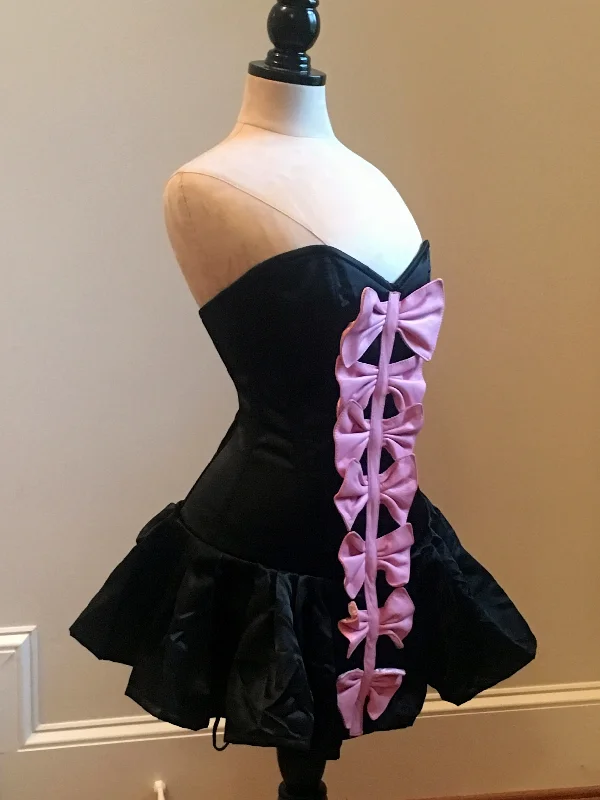 Buy Today Draculaura cosplay corset dress from black satin and leather bows. Halloween, gothic, vampire cosplay dress Buy Today Draculaura cosplay corset dress from black satin and leather bows. Halloween, gothic, vampire cosplay dress