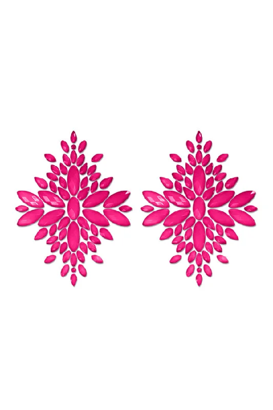 Instant Deal Fantasy Fashion Pasties Set: Neon Pink Crystal Pasties