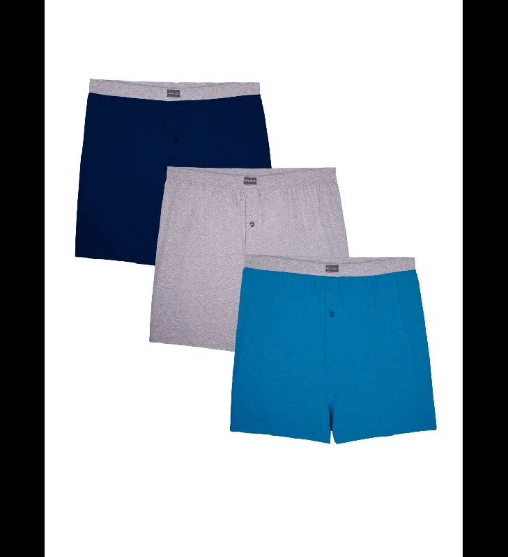 Midnight Madness Fruit Of The Loom Mens Assorted Knit Boxers 3 Pack, XL, Assorted