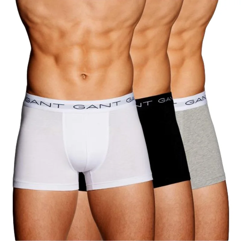 Gant 3 Pack Stretch Cotton Trunks - Black/White/Grey