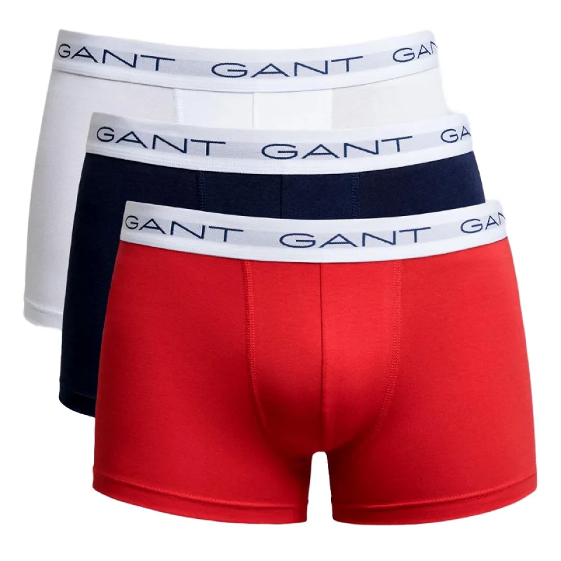 Gant 3 Pack Stretch Cotton Trunks - Red/White/Navy