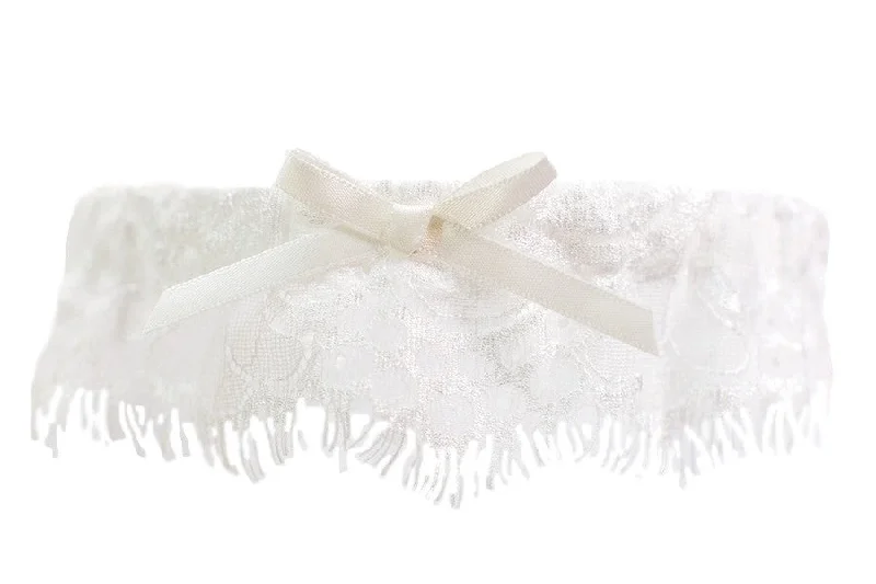 Price Rollback Ivory Lace Toss Garter with Ivory Bow