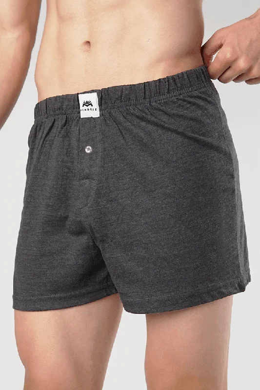 Savings Soar This Weekend Jersey Boxer Shorts - Charcoal Grey