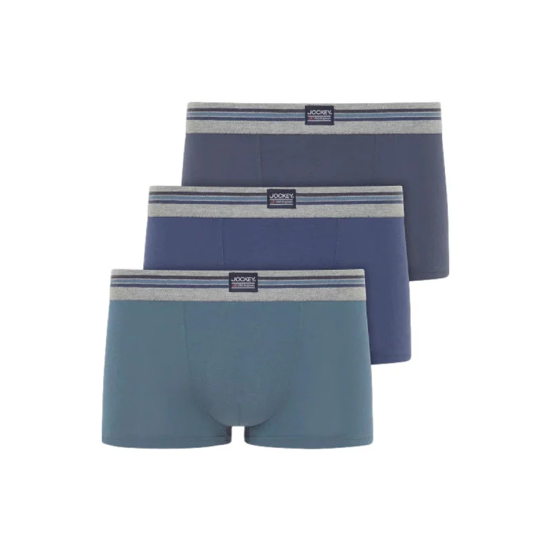 Jockey Cotton Stretch Short Trunk 3 Pack - Blue Mix