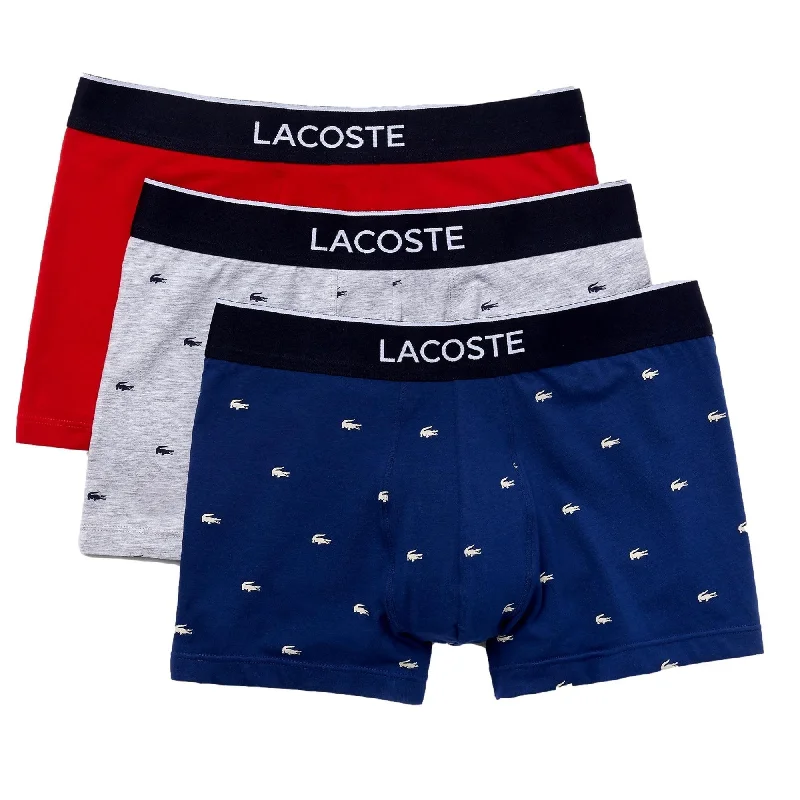 Lacoste Casual Cotton Signature Trunk - Navy Blue/Grey Chine/Red