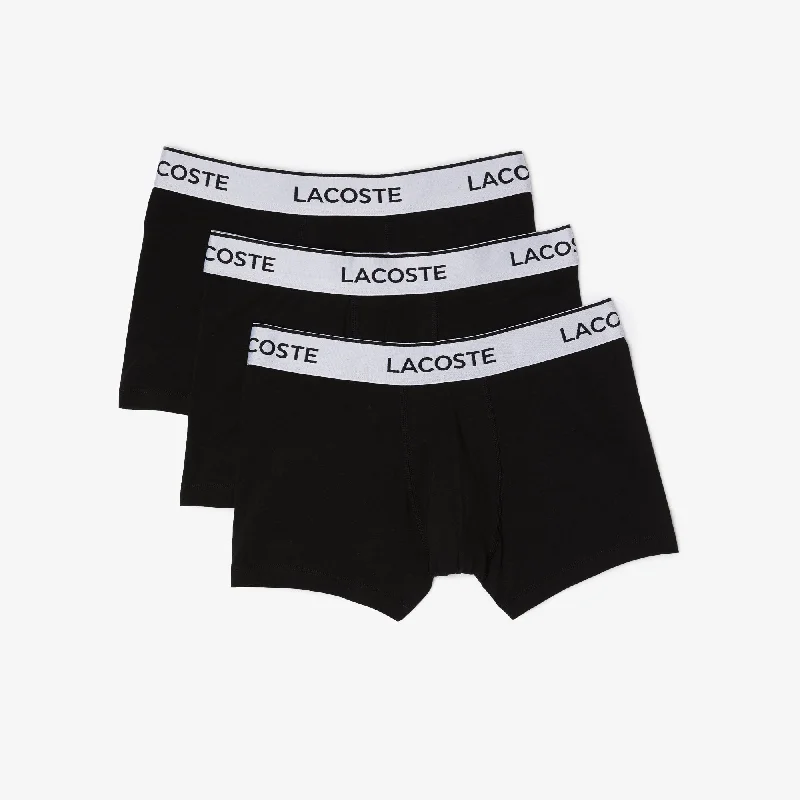 Daily Deals Lacoste Casual Cotton Stretch Boxer Brief 3 Pack - Black