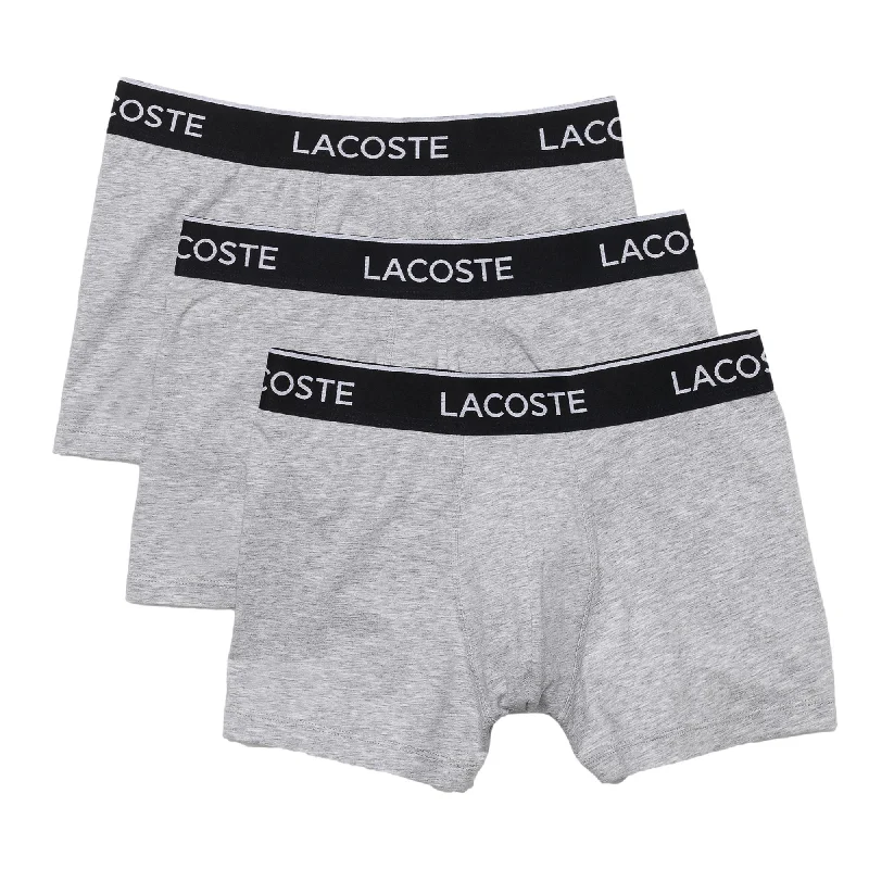 Today’s Deal Lacoste Mens Casual Cotton Stretch 3 Pack Trunks - Silver Chine