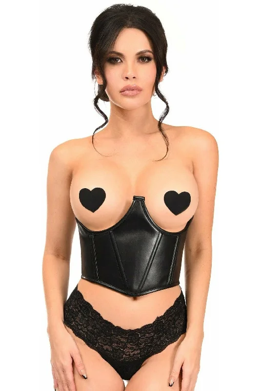 Sneak Peek Sale Lavish Black Faux Leather Underwire Cincher Corset