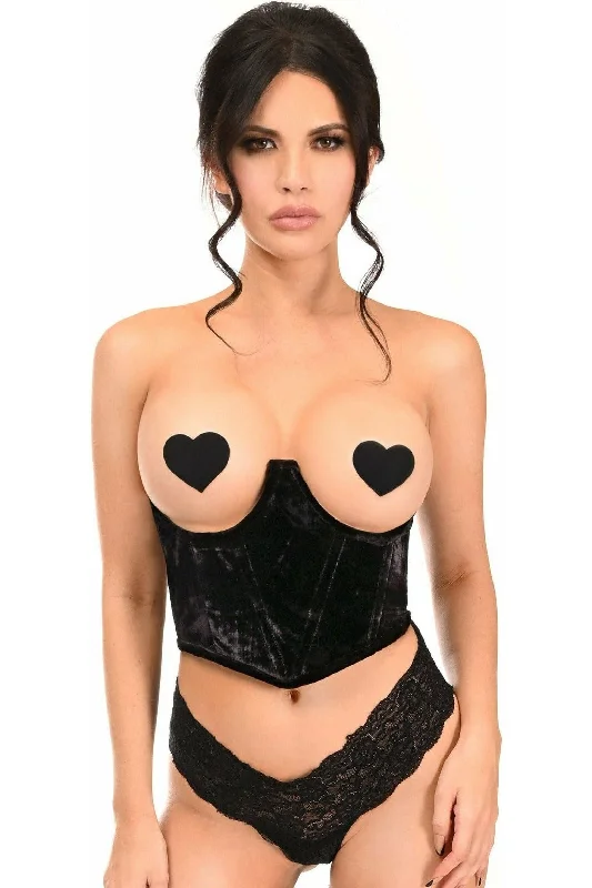 Can't Miss Lavish Black Velvet Underwire Waist Cincher Corset