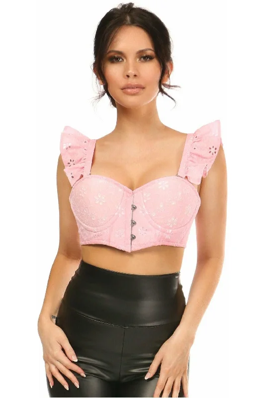 Price Drop Alert Lavish Lt Pink Eyelet Underwire Bustier Top w/Removable Ruffle Sleeves Price Drop Alert Lavish Lt Pink Eyelet Underwire Bustier Top w/Removable Ruffle Sleeves