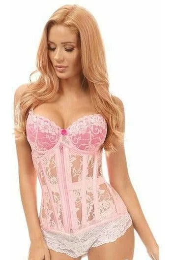 Savings Bonanza Lavish Lt Pink Sheer Lace Under Bust Corset