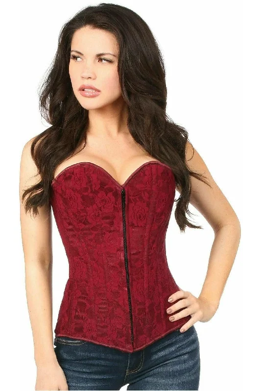 Instant Discount Lavish Wine Lace Overbust Corset w/Zipper