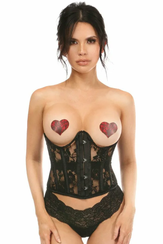 Final Clearance Lavish Sheer Black Lace Open Bust Underwire Short Underbust Corset