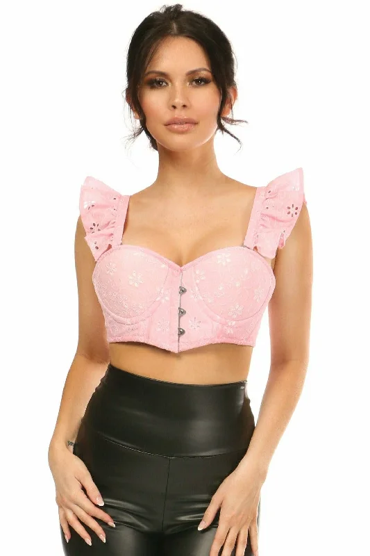 Price Meltdown Lavish Lt Pink Eyelet Underwire Bustier Top w/Removable Ruffle Sleeves Price Meltdown Lavish Lt Pink Eyelet Underwire Bustier Top w/Removable Ruffle Sleeves