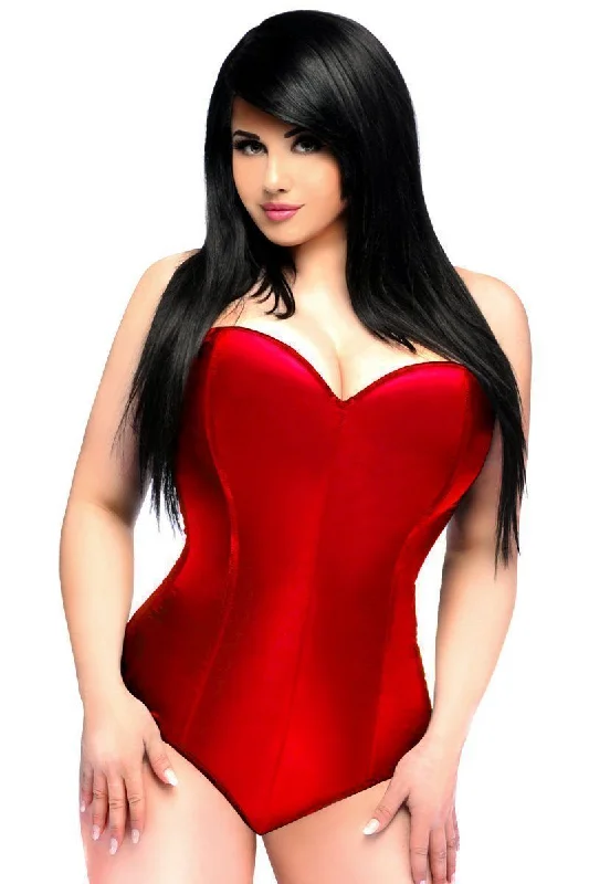 Now or Never Lavish Plus Size Red Satin Corset Romper