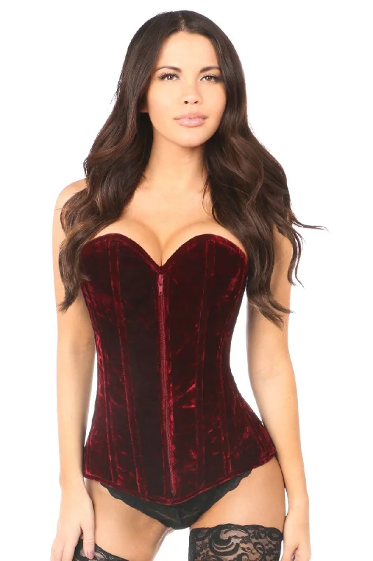 Anniversary Sale Plus Size Lavish Red Crushed Velvet Overbust Corset