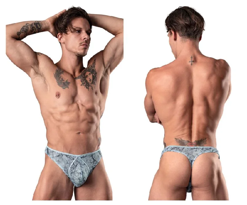Limited Availability Male Power 461-290 Marble Mesh Mini Thong Color Light Blue