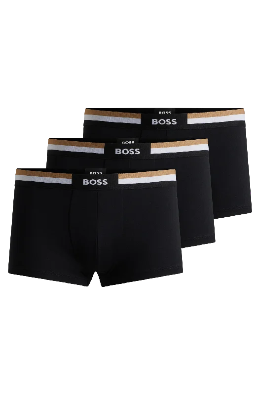 BOSS Men's Motion 3 Pack Trunks - Black