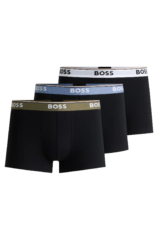 Special Buy BOSS Men's Power 3 Pack Trunk - Blue/Khaki/White Waistbands
