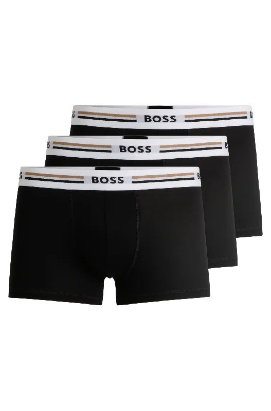 Price Smash BOSS Men's Revive 3 Pack Trunks - Black