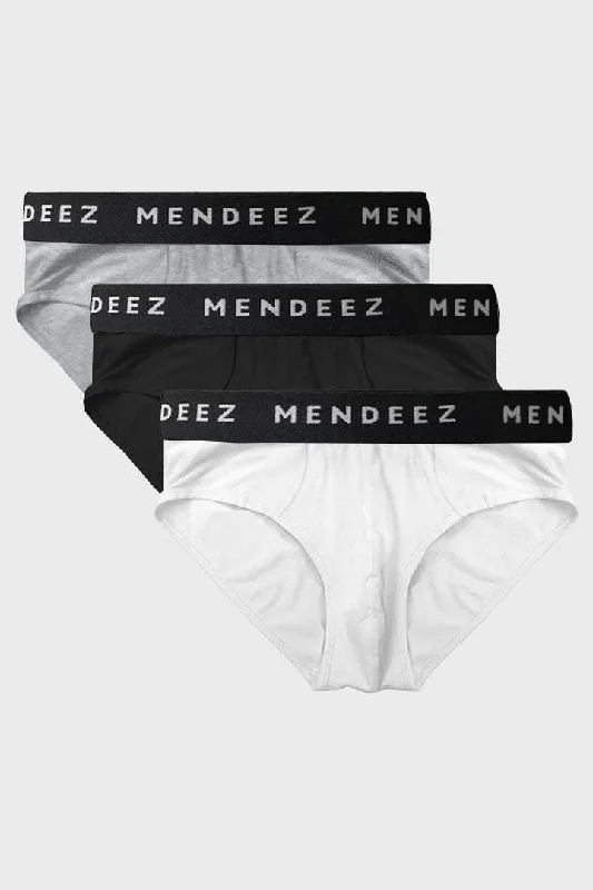 Now or Never Briefs - White, Black & Heather Grey Pack Of 3