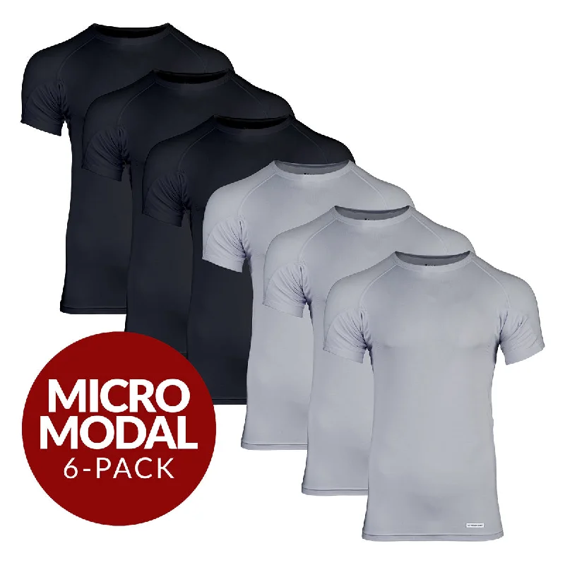 Unbeatable Prices Crew Neck Micro Modal Sweat Proof Undershirt For Men - Mix 6-Pack (3x Black, Grey) Unbeatable Prices Crew Neck Micro Modal Sweat Proof Undershirt For Men - Mix 6-Pack (3x Black, Grey)