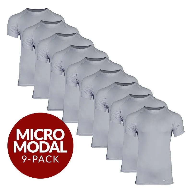 Take Advantage Crew Neck Micro Modal Sweat Proof Undershirt For Men - Grey 9-Pack