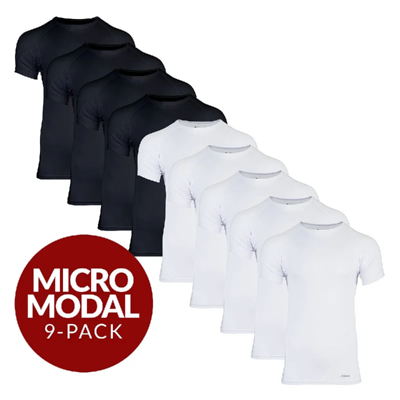 Super Deal Crew Neck Micro Modal Sweat Proof Undershirt For Men - Mix 9-Pack (5x White, 4x Black) Super Deal Crew Neck Micro Modal Sweat Proof Undershirt For Men - Mix 9-Pack (5x White, 4x Black)