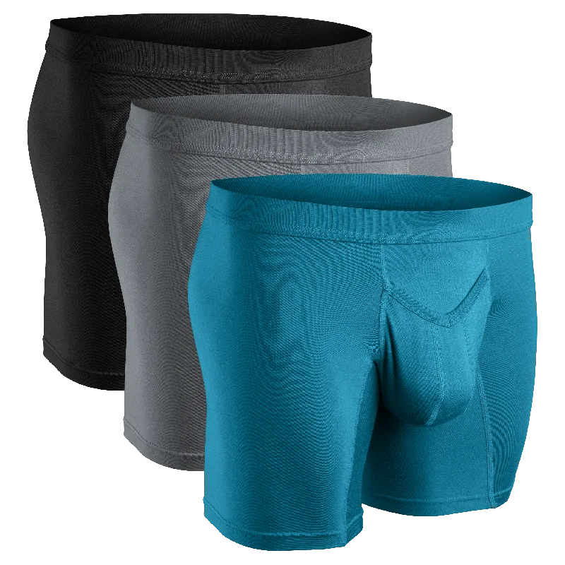 Final Clearance Modal 7in Boxer Briefs V-FLY 3pk Black/Cyan/Gray