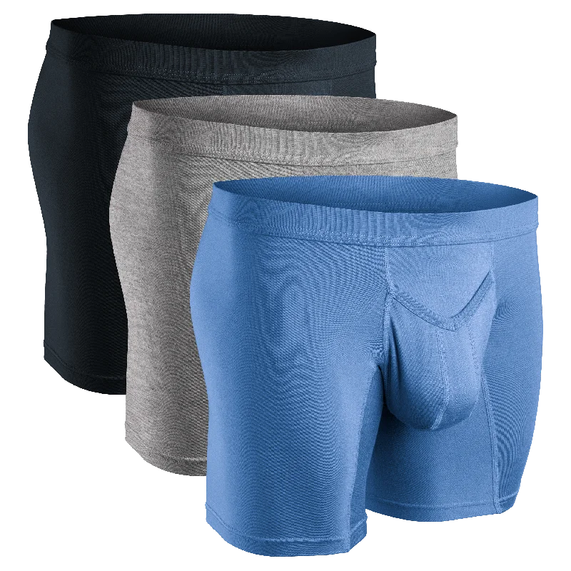 Weekend Discounts to Snag Modal 7in Boxer Briefs V-FLY 3pk Slate/Heather Gray/Blue