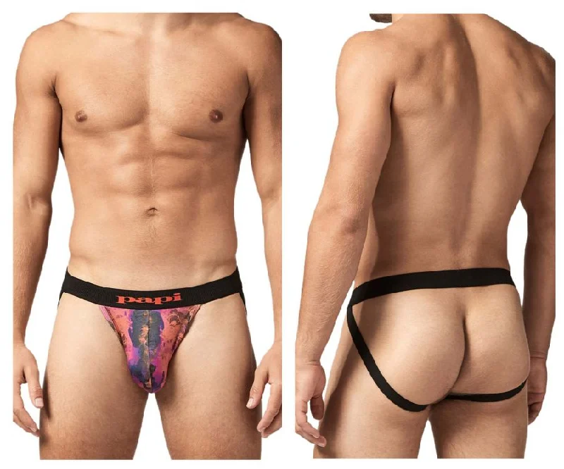 Value Pack Papi UMPA051 Fashion Microflex Brazilian Jockstrap Color Sunset Multi Print