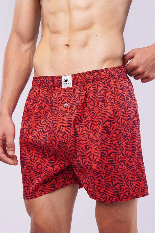 Weekend Specials You Can't Miss Printed Woven Boxer Shorts - Red