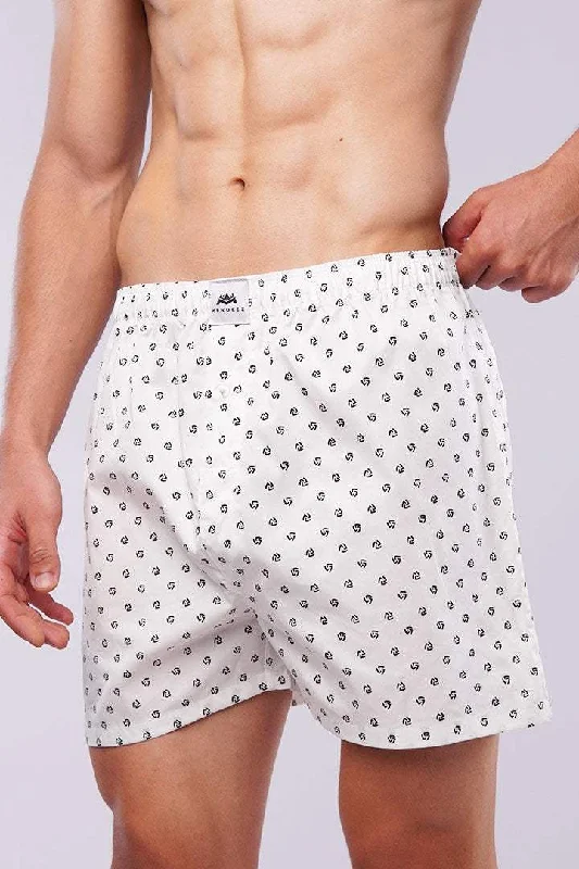 Special Discount Printed Woven Boxer Shorts - White