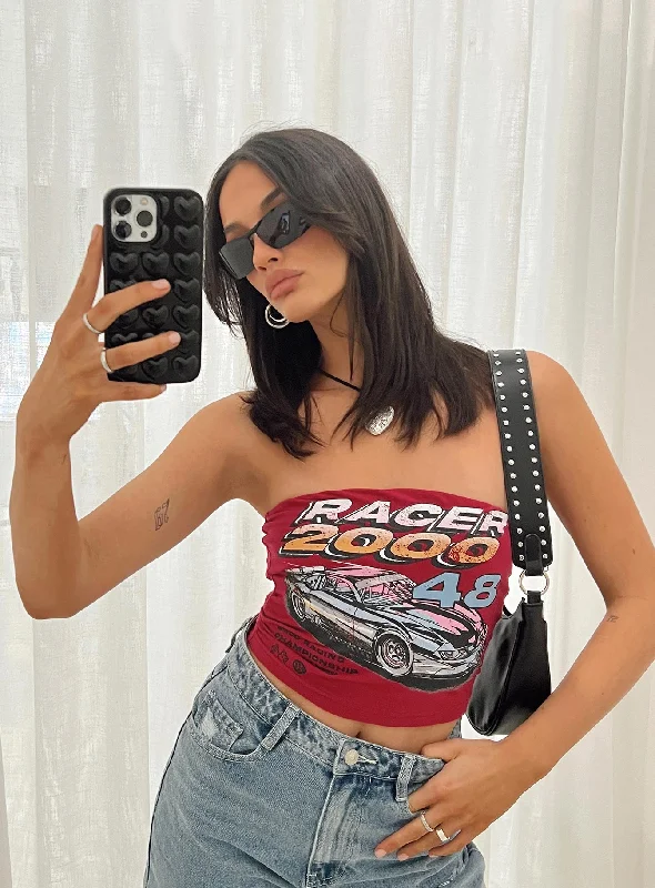 Savings Event Racer 2000s Tube Top Red