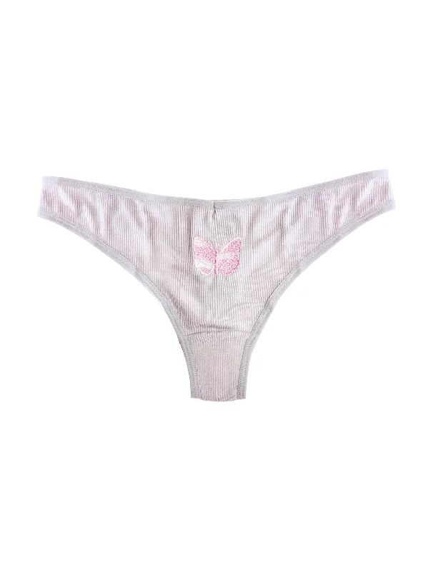 Limited Availability AiraModal™ Ribbed Butterfly Embroidered Thong