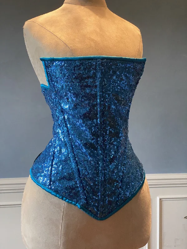 Fantastic Deals Shiny sequins overbust authentic corset with designer side view. New year, Valentine, Prom corset.