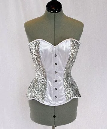 Deal Frenzy Shiny sequins and satin overbust authentic corset with long hip-line. Steel-boned corset for tight lacing, prom, gothic, wedding, valentine Deal Frenzy Shiny sequins and satin overbust authentic corset with long hip-line. Steel-boned corset for tight lacing, prom, gothic, wedding, valentine