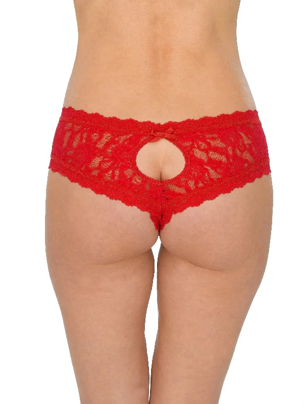 Celebrate the Weekend with Discounts &oh™ Signature Lace Crotchless Cheeky Hipster Red