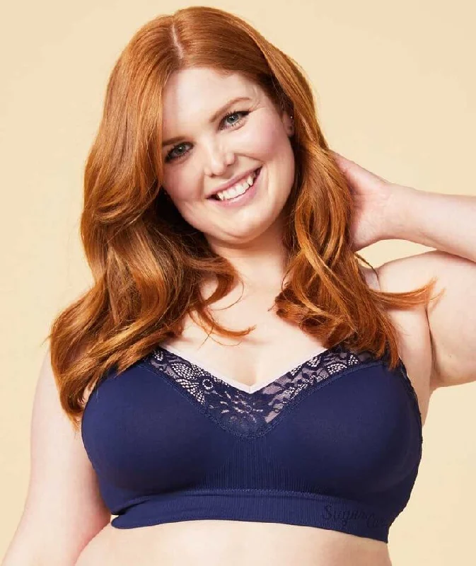 Savings Spectacular Sugar Candy Lux Fuller Bust Seamless F-Hh Cup Wire-Free Lounge Bra - Navy