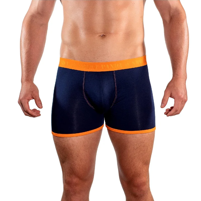 Swole Panda Bamboo Boxers - Navy/Orange Band