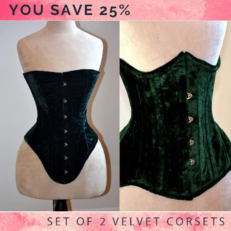 Unbeatable Prices The set of 2 velvet best sellers: Edwardian overbust and underbust corsets. Steelbone custom made corset, gothic, steampunk, victorian Unbeatable Prices The set of 2 velvet best sellers: Edwardian overbust and underbust corsets. Steelbone custom made corset, gothic, steampunk, victorian