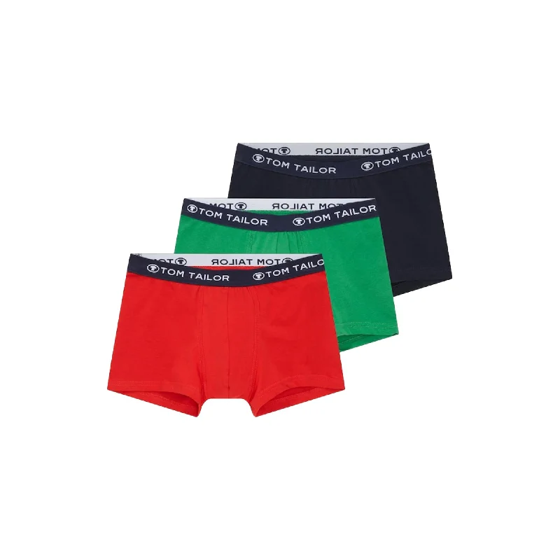 Early Access Tom Tailor Hip Trunks 3 Pack - Red / Navy / Green